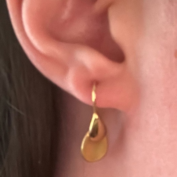 Dainty Gold Teardrop Earrings - Picture 2 of 4